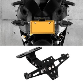 Soporte de placa de matrícula de luz LED para motocicleta Qiilu, soporte de montaje de placa de matrícula de aleación de aluminio telescópico ajustable con luz LED para motocicleta porta placa moto