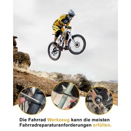 Teslniher Bicycle Repair Kit Fahrrad Multifunktionswerkzeug 16-in-1, Fahrrad Reparatur Set Fahrrad Werkzeug für Mountainbike Unterwegs Multitool Fahrrad Reparaturset