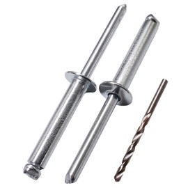 SKIR'CO (Pack of 40) Blind Rivets Galvanised Steel 6.0 x 25 mm Steel Mandrel Pop Rivets Dome Head DIN 7337 Rivets Drill Included