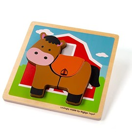 Bigjigs Toys, Chunky Lift-Out Puzzle - Horse, Wooden Toys, Shapes Puzzle, Toddler Puzzles, Jigsaw Puzzle, Jigsaw Puzzle For Kids, Puzzles For 1 2 3 year Olds, Toddler Toys
