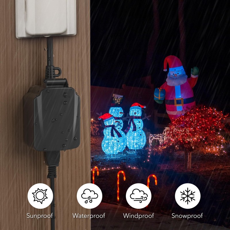 BN-LINK 24-Hour Mechanical Outdoor Light Timer, Waterproof, Heavy Duty, 15A