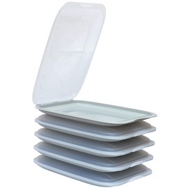 Gariella - Hochwertige stapelbare Aufschnitt-Boxen, Frischhaltedose für Aufschnitt. Wurst Behälter. Perfekte Ordnung im Kühlschrank, 5 Stück Farbe Grau, Maße 25 x 17 x 3.3 cm
