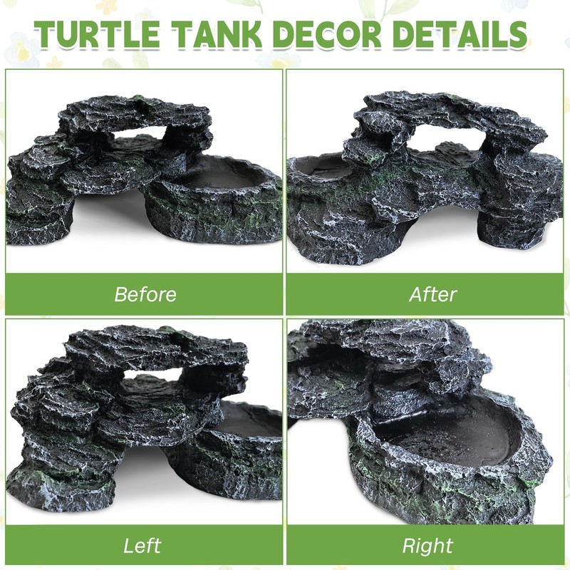 Kathson Reptile Hide Resin Turtles Dock for Aquarium Turtle Basking