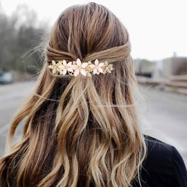 Campsis 3 PCS Flower Hair Barrettes Glitter Rhinestone Hair Clips Gold Spring Crystal Hair Accessories Party Birthday for Women Girls