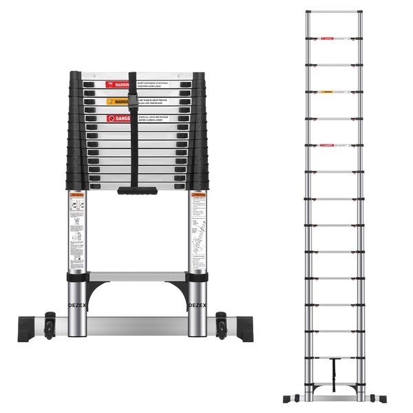 DEZEX 16.5 FT Telescoping Ladders Stainless Steel Telescopic Ladder -