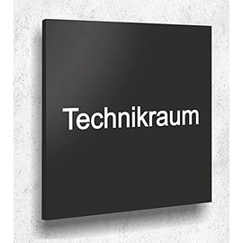 Door Sign Technikraum Sign Black Matt UV Print 12 x 12 cm 3 mm Aluminium Composite Made in Germany Item No. A 2006