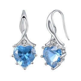 LOVANS Heart Earrings 925 Sterling Silver Earrings for Women, Cubic Zirconia Birthstone Earrings Dangle Drop Earrings Love for Mother's Day Valentine's Day Anniversaries Birthday Jewellery Present