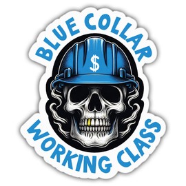 Blue Collar Stickers Funny Blue Collar Working Class Colors Vinyl Stickers, Weather-Resistant Sticker for Water Bottles, Laptop, Window, Car Size 3"