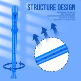 Soulmate Recorder Instrument for Kids Toddler Beginners Students German Style C Key Soprano Recorder Instrument 8 Holes 3 Piece ABS Descant Recorders with Cleaning Kit, Packing Bag (Blue)