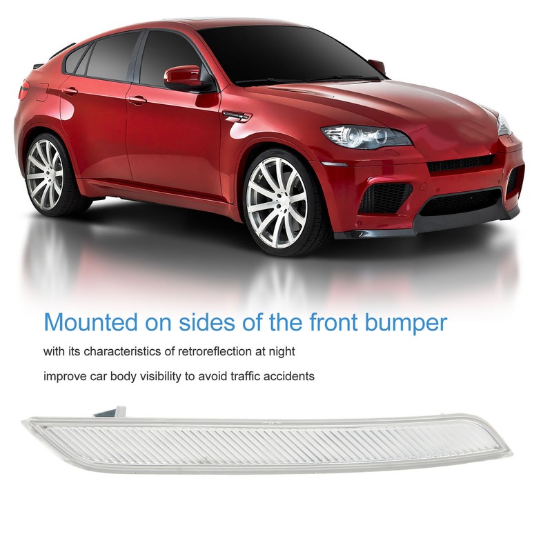 Front Bumper Reflector Clear White Improve Car Visibility Side Marker