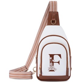 Initial Women Crossbody Bag Sling Shoulder Purse Cross Body Fanny Pack Side Travel Small Leather Belt Backpack Mom Her Daughter Mother Sister Girlfriend Best Friend Christmas Xmas Unique Birthday Gift