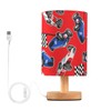 SPRIPORT Red White Blue Racing Cars Bedside Table Lamp for