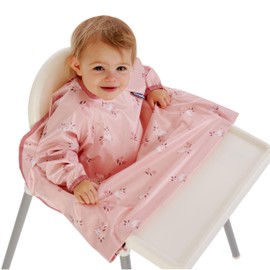 BIBaDO Long Sleeve Coverall Bib – Babies & Toddlers 6-36. Mess Proof Baby Feeding Bib Attaches To Highchairs, Pushchairs, Tables. 100% Waterproof, Machine Washable