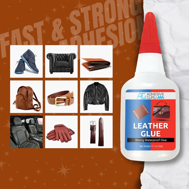 Adhesive Guru Leather Glue (0.7 oz) Super Glue for Purses,