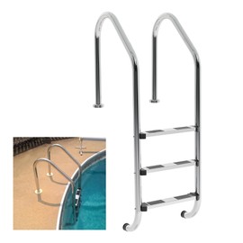 HECASA 3 Step Swimming Pool Ladder with Anti-Slip Pads for Indoor/Outdoor In-Ground Pool 300LBS Capacity Easy to Assemble and Climb 304 Stainless Steel