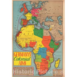 Historic Map : Colonial Africa, Romer, 1938, Vintage Wall D?or : 16in x 24in
