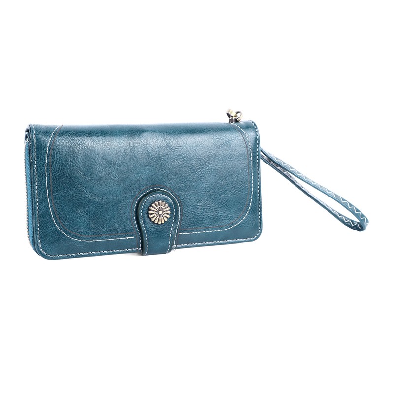 Women PU Leather Credit Card Holder Large Capacity Wallet Zipper