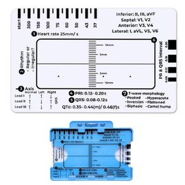 ECG 7 Step Ruler for Interpretation ECG Card, Heart Rate ECG Ruler Pocketcard, Transparent EKG Pocket Card Measuring Tool, Portable ECG Assessment Tool EKG Card for Students Nurses & Doctors.