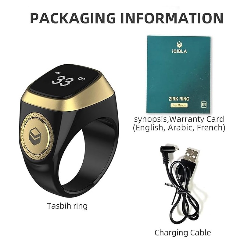 Tasbih Zikr Smart Ring Muslim Digital Alarm Clock Azan Counter