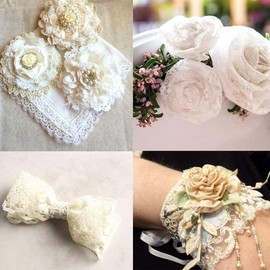 CC wonderland zone Spitzenband Creme 3cm breit-Elfenbeinfarben Spitzenbordüre Dekoband(3cm x 23m) für Hochzeit,Nähen,Blumen,Geschenkverpackungen