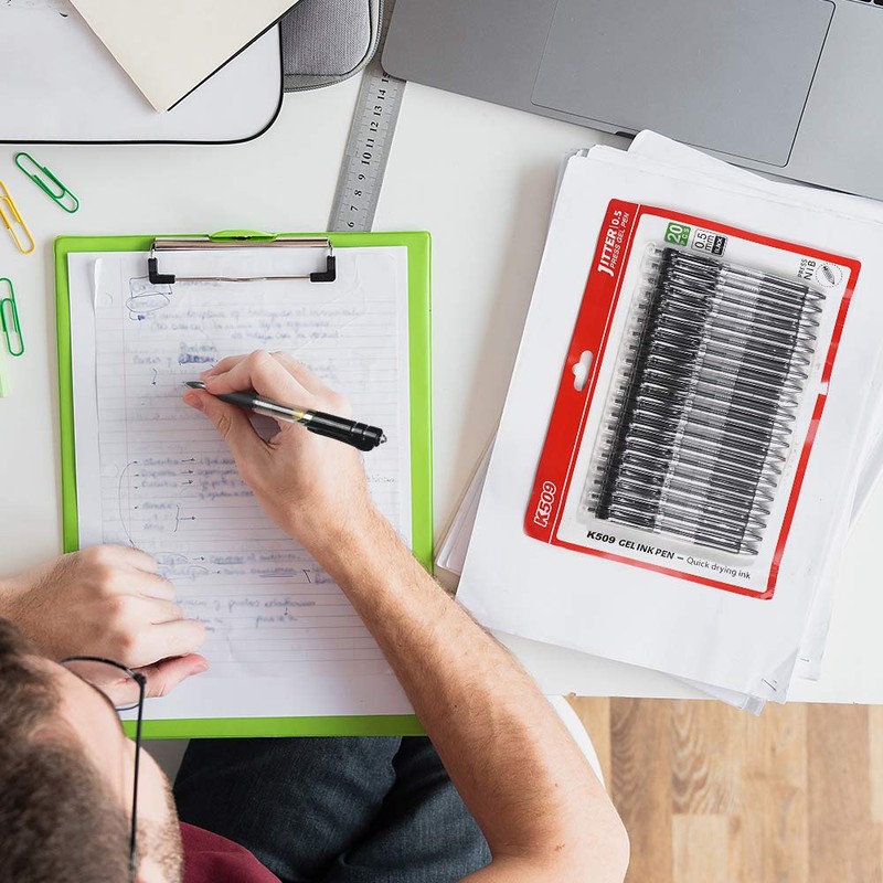 Gurkkst Pack of 20 0.5 mm Black Gel Pens Quick-Drying