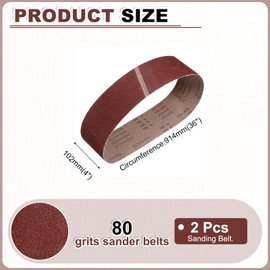 HARFINGTON 4 x 36 Inch Sanding Belts, 2 Pcs 80 Grits Aluminum Oxide Abrasive Belt Sander File Belt for Woodworking, Metal Polishing, Knife Sharpener