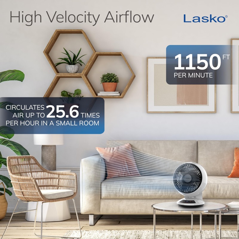 Lasko Whirlwind Orbital Motion Air Circulator Table Fan, 3 Speeds,