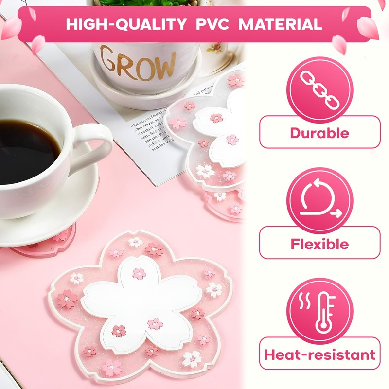 2Pcs Cherry Blossom Coasters for Coffee Table - Heat Resistant