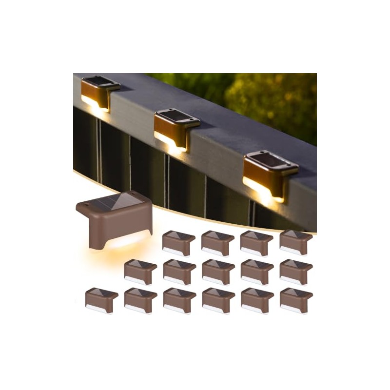SOLPEX Solar Deck Lights - 16 Pack Outdoor Step Lighting