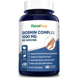 NusaPure Diosmin Complex 1,000mg per Serving 180 Veggie Caps (Non-GMO,Gluten-Free,Vegan) with Citrus Aurantium