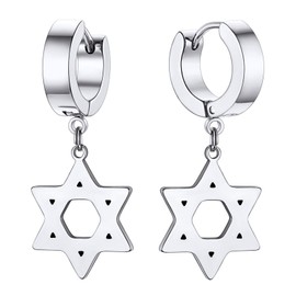 U7 Men's Women's Earrings with Pendant Stainless Steel / 18 Carat Gold-Plated Small Hoop Earrings Gothic Punk Rock Folding Hoop Earrings Accessory, Stainless Steel