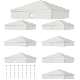 8 Packs 4 x 4 White Post Caps Aluminum Pyramid Fence Deck Post Caps Cover for 4x4 Nominal Wood Post (Actual/True 3.5" x 3.5"), Post Sleeve Post Caps with Stainless Steel Screws for Wood Corridors