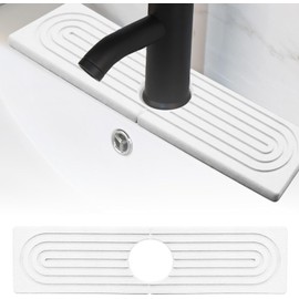 Faucet Mat for Kitchen Sink, Diatomite Fast Drying Stone Sink Tray, Super Absorbent Stone Kitchen Sink Splash Guard Drip Mat for Kitchen and Bathroom Counter,White 40x10cm