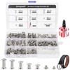 Annyswit 200 Pcs Chicago Screws with Screwdriver, 6/8/10/12/15mm Carbon Steel