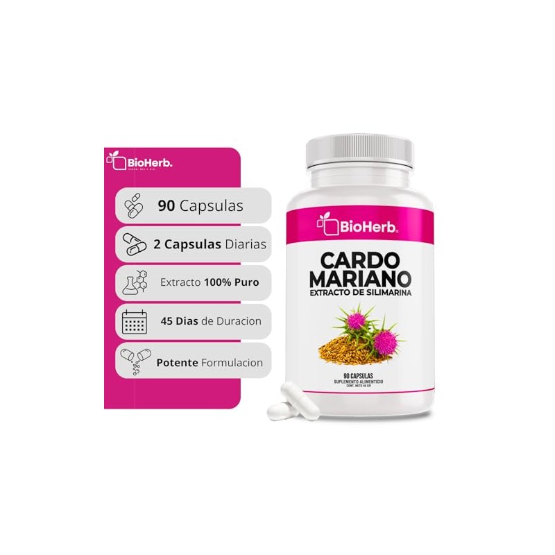 Bioherb Cardo Mariano Extracto Silimarina Cápsulas 500