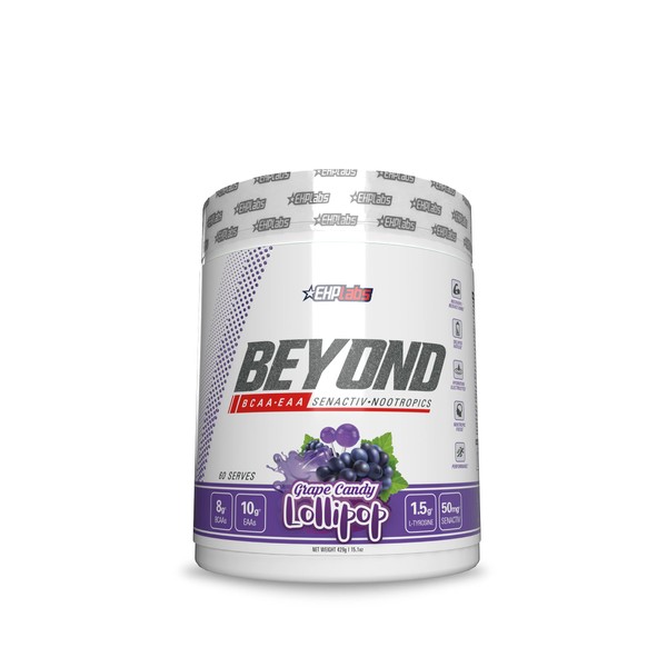 EHPlabs Beyond BCAA Powder Amino Acids Post Workout Recovery - BCAAs Essential Amino Acids EAA Supplements Powder - 10g Amino Acids Supplement for Muscle Recovery, 60 Servings (Grape Candy Lollipop)