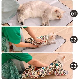 RVOGJP Cat Wrap for Cutting Nails, Cat Grooming Wrap: Self-Adherent, Anti-Bite, Anti-Scratch, Anti-Escape Calming Wrap, Nail Clipping- Multifunctional Pet Tool (17.8 * 17.8in)