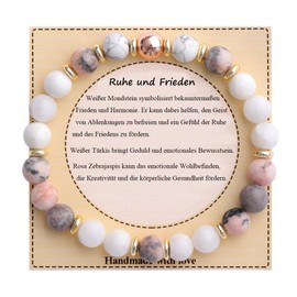 UEUC Healing Stone Bead Bracelet for Women Natural Gemstone Balance Protection Spiritual Crystal Bead Bracelet Anxiety Relief with Meaning Card, Stone