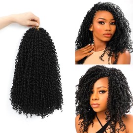 Passion Twsit Hair 12 Inch - 1B Yankee Twist Crochet Hair 10Packs Passion Twist Braiding Hair Prelooped Mini Spring Twist Crochet Hair for Black Women(12 Inch,1B)