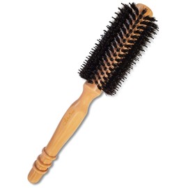 High-Density Boar Bristle Wooden Round Brush Small (1" Barrel, 2" with Bristles) for Blow-drying | Curling Short, Thin or Fine Hair - Get Salon-Like Blowouts