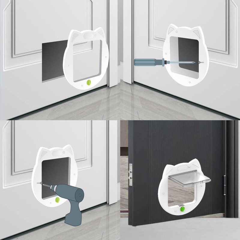Pet Flap Door 4 Way Locking Noiseless Weather Resistant Cat
