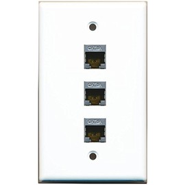 RiteAV CAT 6A 3 Port Shielded Wall Plate 1 Gang White