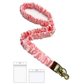 Stretchy Scrunchie Lanyard Teacher Lanyard with ID Holder Cute Lanyards for ID Badges and Keys Lanyards for Keys for Women with 2 Card Holders for Women Teacher Nurses School Office Trip