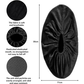 WUFANC Reusable Shoe Covers, Non-Slip and Wear-Resistant, Machine Washable, Overshoes for Various Places such as Carpets in the Home (10 Pairs, Black)