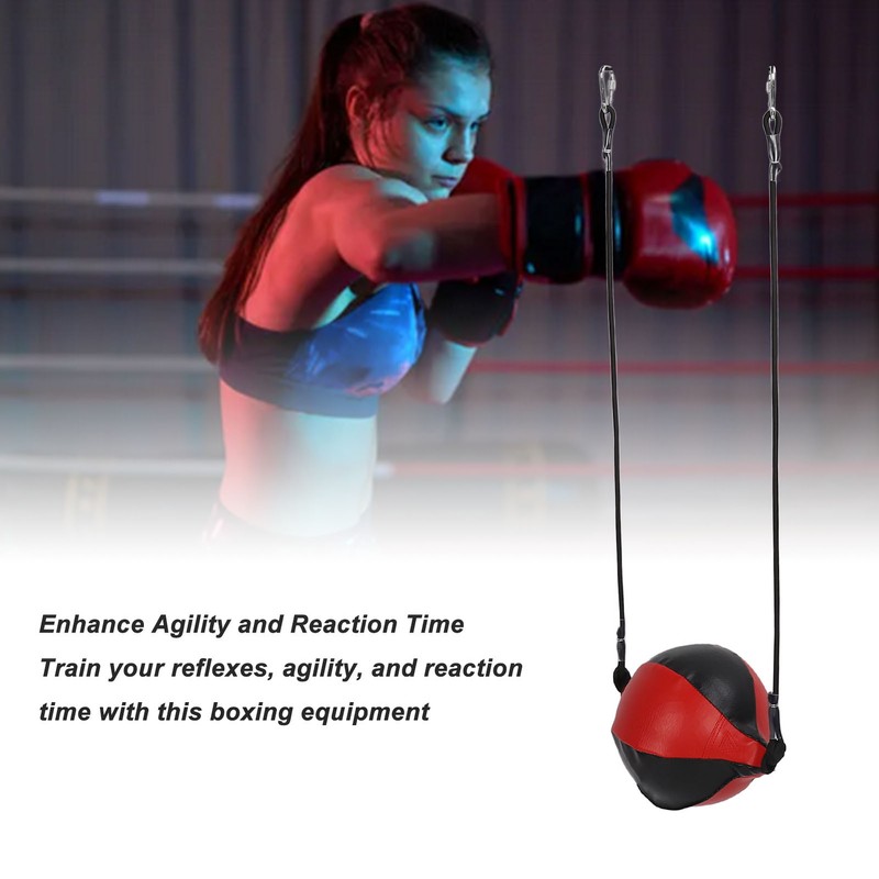 Double End Punching Ball with Adjustable Cord Inflator PU Leather