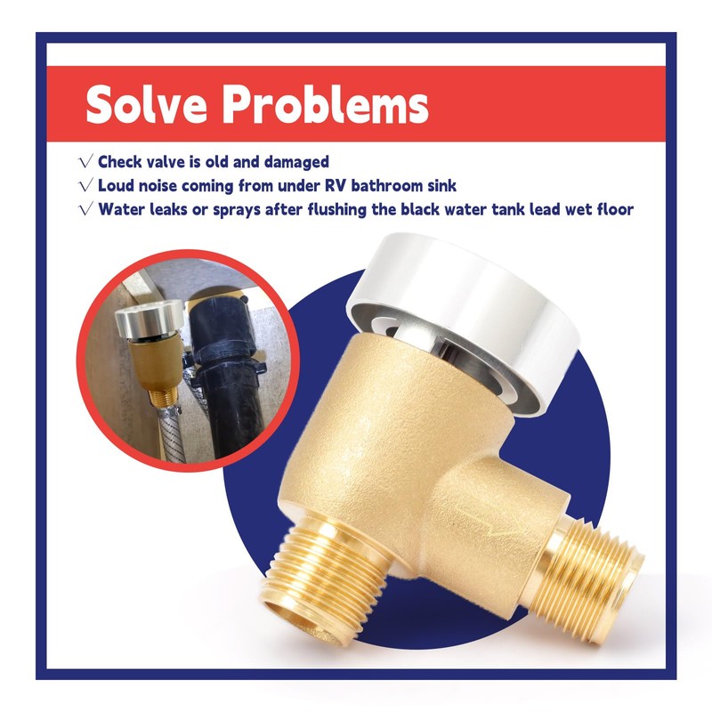 Dusledel Upgraded 571-VAC-CHK-A Brass RV Vacuum Breaker Check Valve, 571