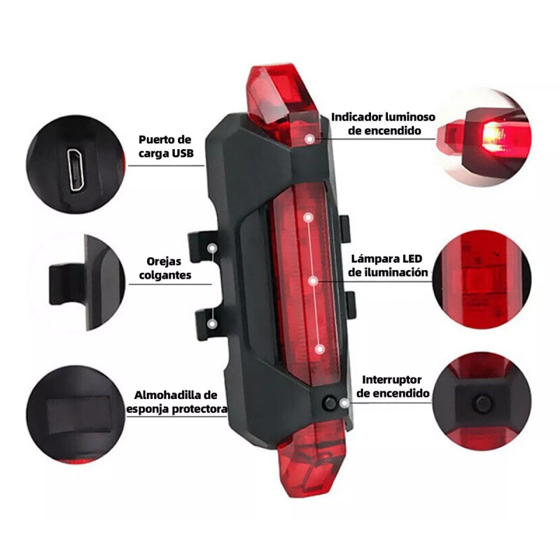 Mexgogo Kit De Luces Delanteras Y Traseras Para Bicicleta 6