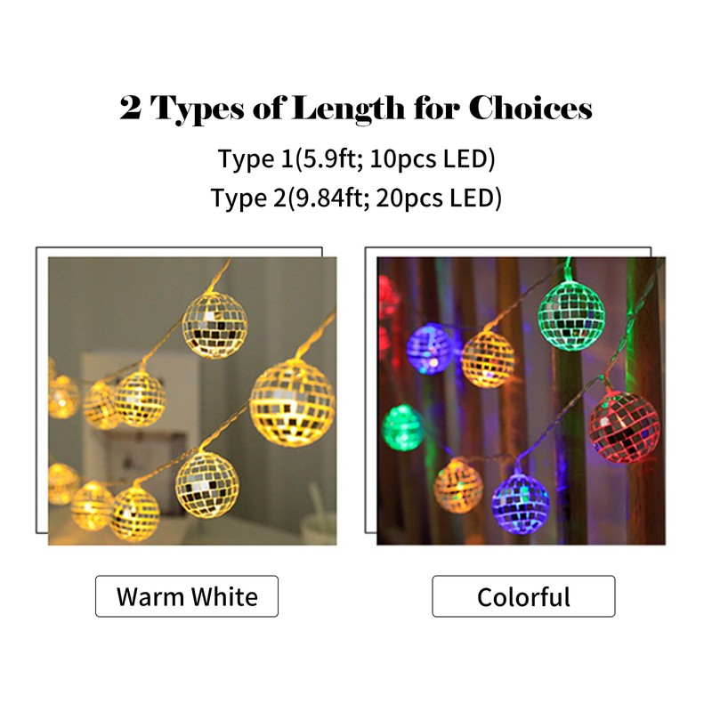 10ft 20LED Globe String Lights Decorative Hanging Lights Balls Fairy