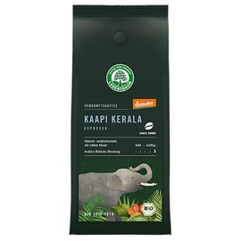 LEBENSBAUM Organic Espresso Beans Kaapi Kerala, Whole Espresso Beans, Arabica Robusta Blend, Intensity 5/5, Powerful Intense Enjoyment, 250 g