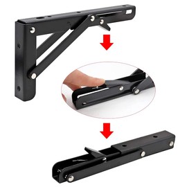 2 Pieces Folding Shelf Brackets, Metal Triangle Brackets, Wall Mounted Corner Support Brace, DIY Bracket, Display Shelf Bracket, with 10 Screws and 10 Expansion Screws, for Workbenches (Load 50kg)
